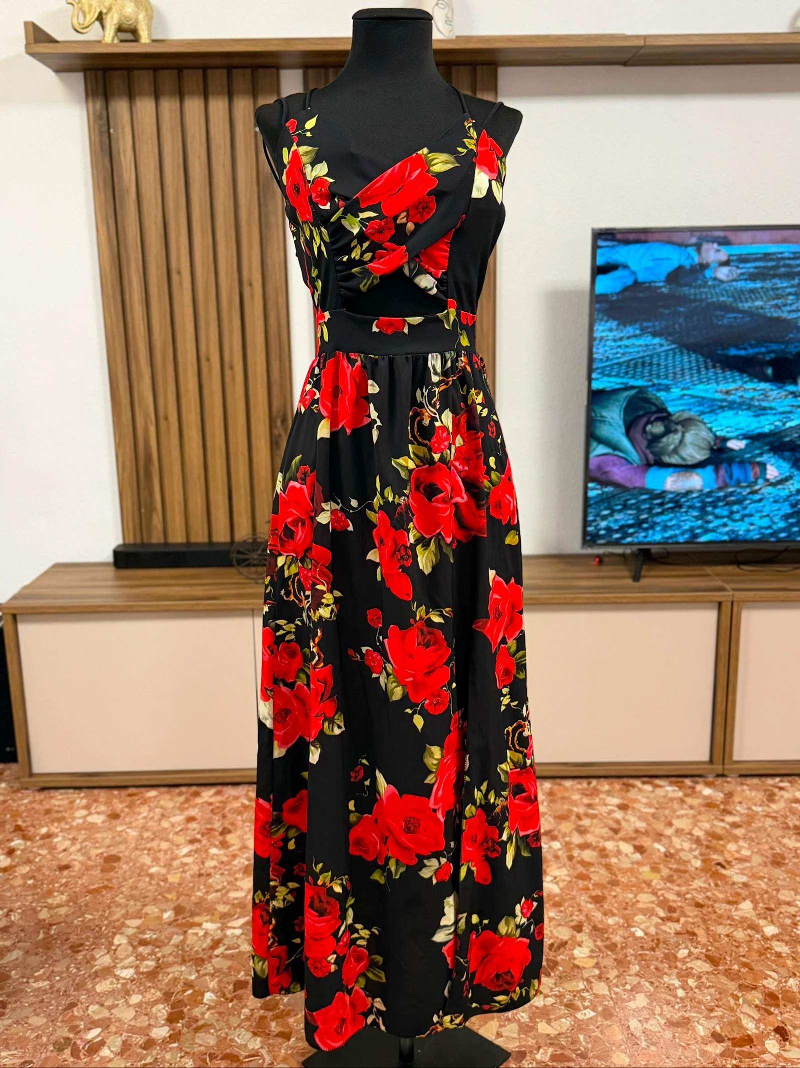 Black long dress with floral print – photo 4